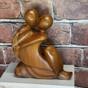 Novica‎ W. Rendah Original Wood Sculpture Hand Carved Partners Loving Embrace